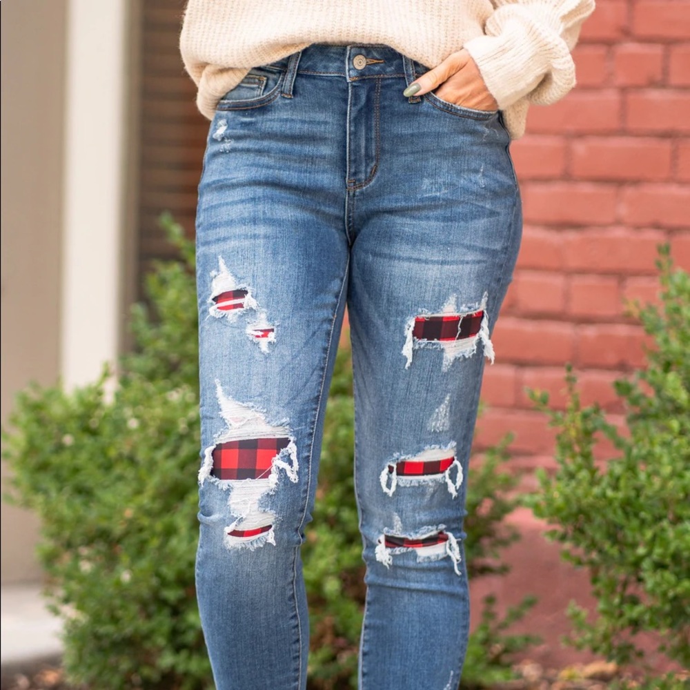 Plaid Judy  blue jeans